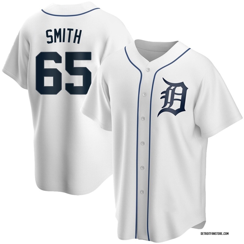 Burch Smith Men's Detroit Tigers Home Jersey - White Replica