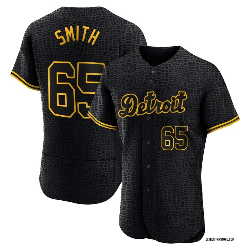 Burch Smith Men's Detroit Tigers Snake Skin City Jersey - Black Authentic