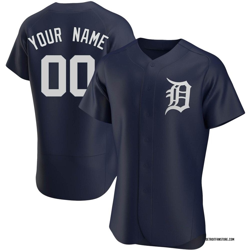 Custom Men's Detroit Tigers Alternate Jersey - Navy Authentic