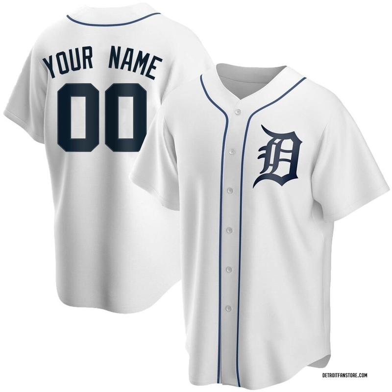 Custom Men's Detroit Tigers Home Jersey - White Replica