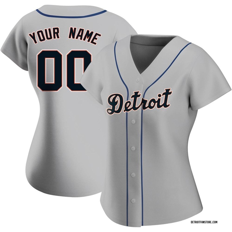 Custom Women's Detroit Tigers Road Jersey - Gray Authentic