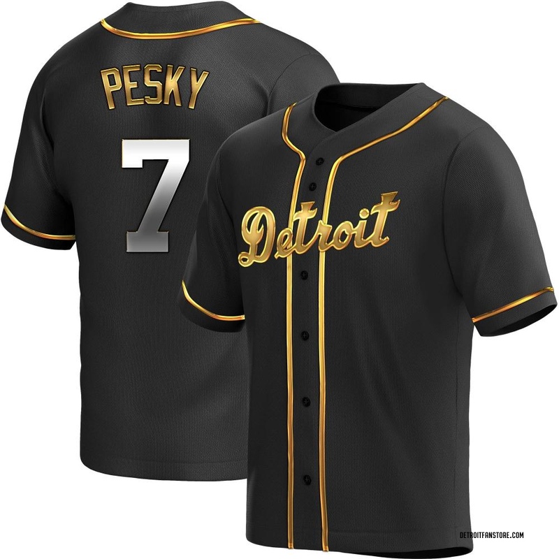 Johnny Pesky Men's Detroit Tigers Alternate Jersey - Black Golden Replica